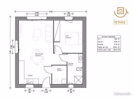 maison 3 pièces 49 m²