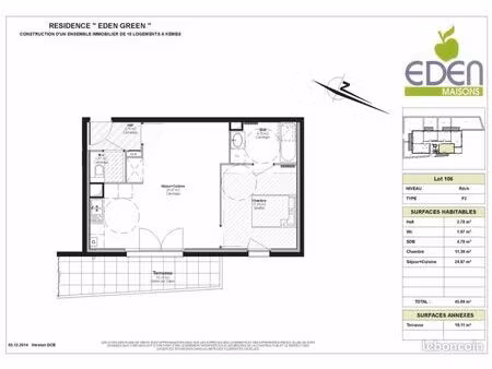 appartement 2 pièces 46 m²