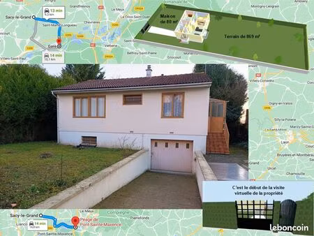 maison de 4 pièces avec 2 chambres sur un terrain de 869 m² à sacy-le-grand