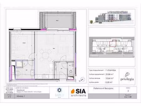 appartement 1 ch. + terrasse