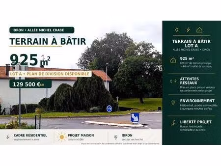 idron — terrain constructible de 879 m² dans un secteur recherché