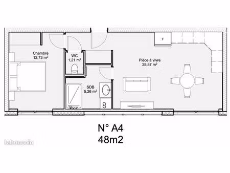 appartement 2 pièces 48 m²