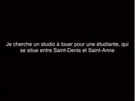 je cherche un studio à louer pour étudiante