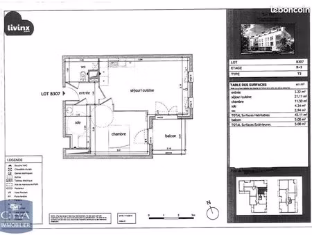 location appartement meublé 2 pièces 43 m² - saint-denis