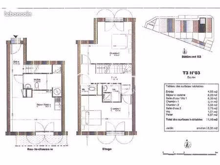 duplex 71 m2 avec 2 chambres