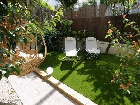 rare à la vente : f3 rénové avec grand jardin privé au mont boron  à 2 pas de la mer