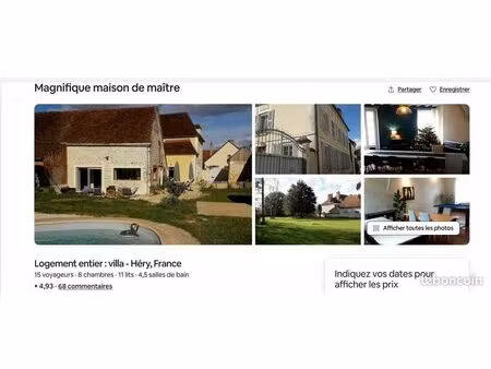 gîte de groupe clé en main – 20 pers – rentabilité 16 7 % – proche a6