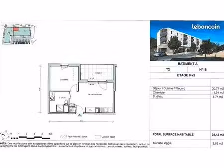 appartement 2 pièces 38 m²