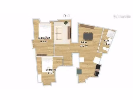 appartement - 3 pièces - 57 m2 - lodève