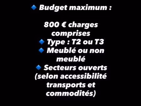 recherche t2 ou t3 – marseille – budget 800 – particulier