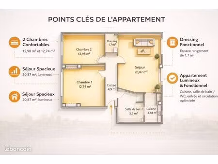 appartement familial et central
