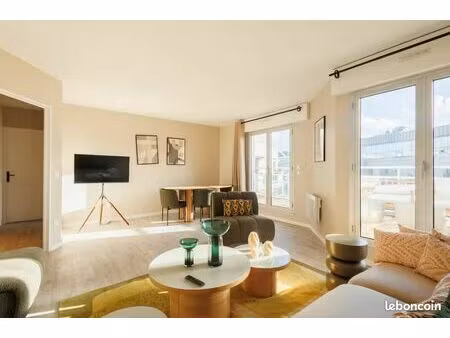 appartement meublé 80 m² avec terrasses & vue tour eiffel – bail mobilité – boulogne-billa