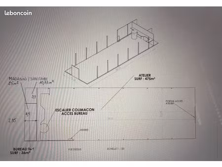 a louer local industriel de 546 m²