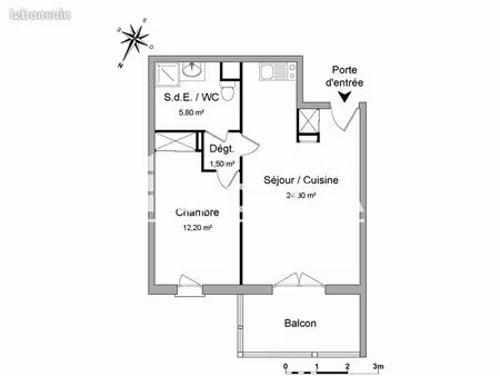 appartement 2 pièces 43 m²