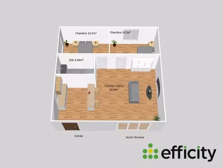 maison 3 pièces - 57 m²