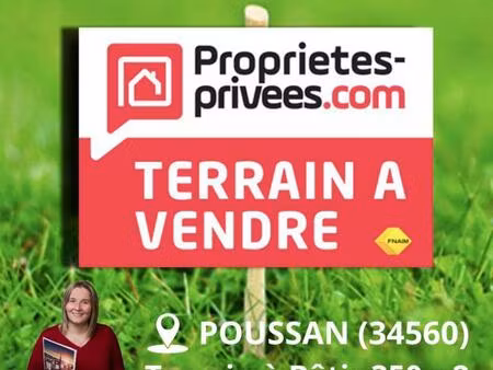 hérault - poussan (34560) - terrain à bâtir - 350 m² - calme - viabilité en bordure