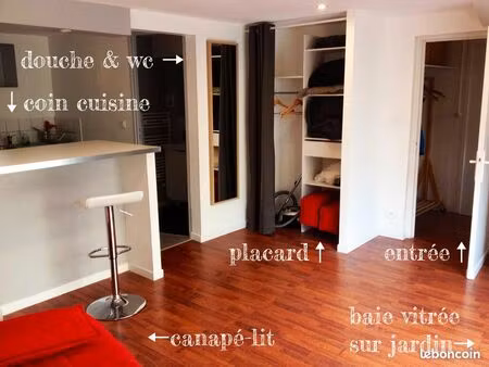 studio meublé pour étudiant(e) au rdc d'une maison avec accès direct et jardin sur île de 