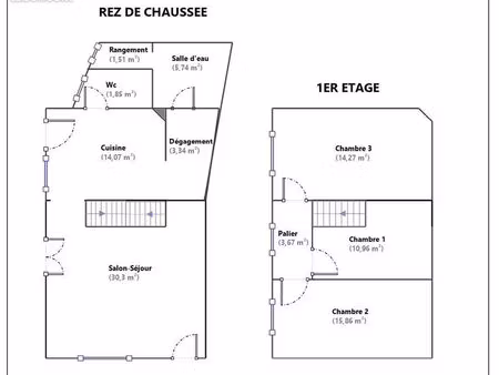maison 3 chambres avec cour extérieure
