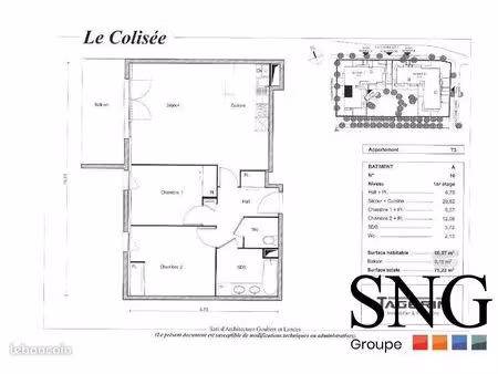 appartement 3 pièces 66 m²