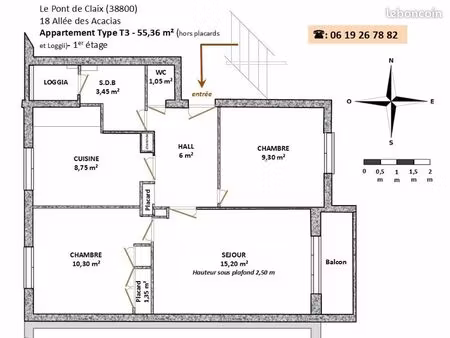 appartement t3 à louer (le pont de claix)