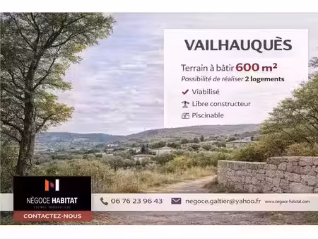 rare! terrain viabilisé 600m2  possibilité 2 maisons!