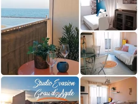 aappartement en front de plage  vue sur la mer