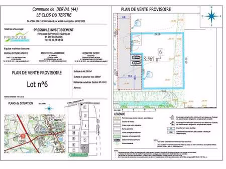 vente terrain à derval (44590) : à vendre / 567m² derval