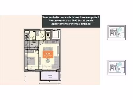 appartement à vendre avec terrasse et 1 chambre   mons (vbd72399)