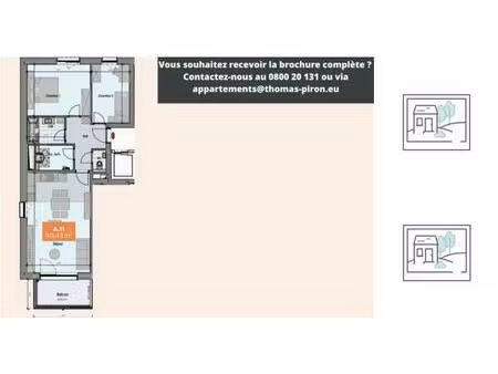 appartement à vendre avec terrasse et 2 chambres   mons (vbd72396)
