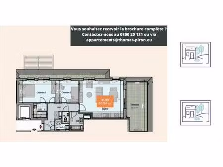 appartement à vendre avec terrasse et 2 chambres   mons (vbd72403)