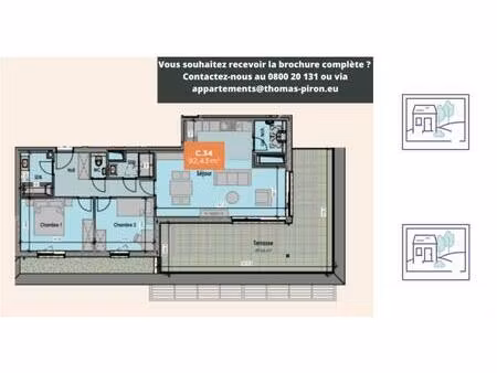 appartement à vendre avec terrasse et 2 chambres   mons (vbd72406)