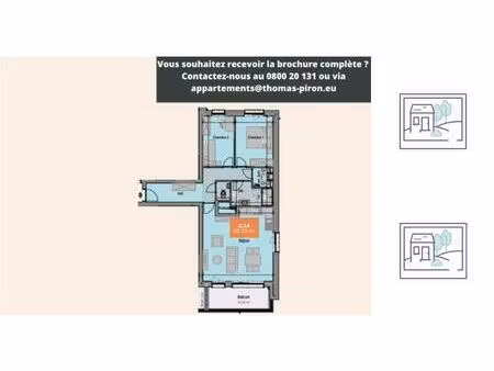 appartement à vendre avec terrasse et 2 chambres   mons (vbd72408)