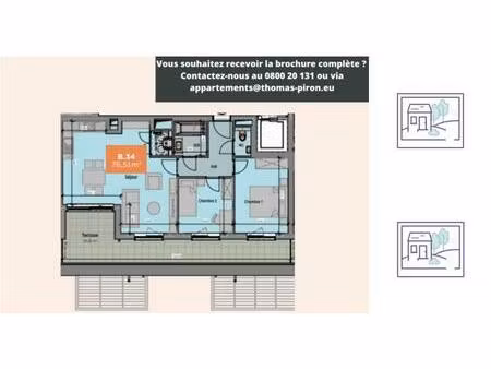 appartement à vendre avec terrasse et 2 chambres   mons (vbd72411)
