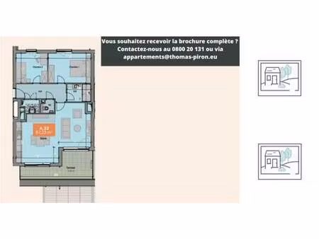 appartement à vendre avec terrasse et 2 chambres   mons (vbd72417)