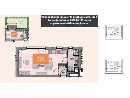 studio à vendre avec terrasse   mons (vbd72420)