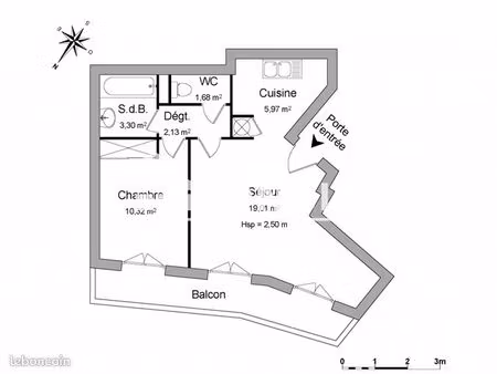 appartement 2 pièces 42 m²