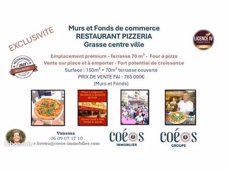 murs et fonds de commerce restaurant pizzeria grasse