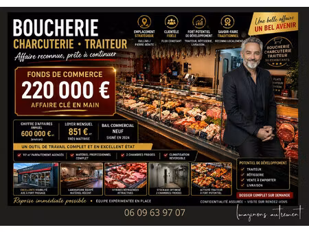 boucherie rentable – emplacement premium – 600k€ de ca