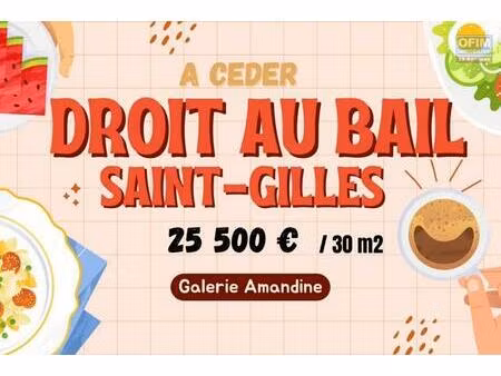 opportunité investisseurs – cession de droit au bail 30 m2 à saint-gilles les bains à 2550