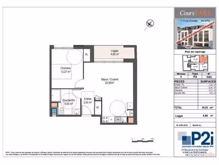 appartement 2 pièces 44 m²