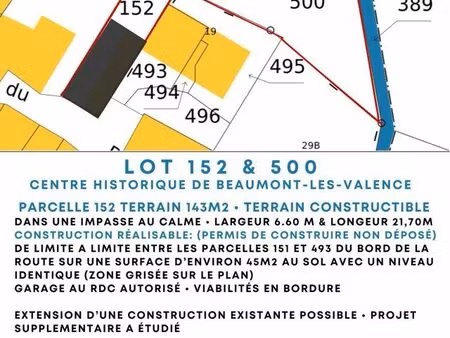 lot terrain constructible & terrain non constructible à beaumont-lès-valence
