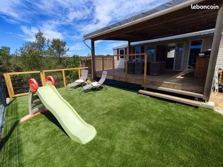 mobil home 40m2 dans un écrin de verdure