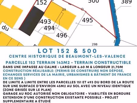 lot de 2 terrains: 1 constructible & 1 en zone agricole à beaumont les valence