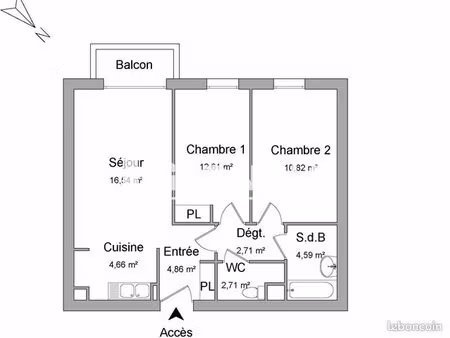 appartement 3 pièces 59 m²