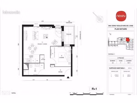 appartement 2 pièces 46 m²