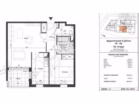 appartement 2 pièces 57 m²