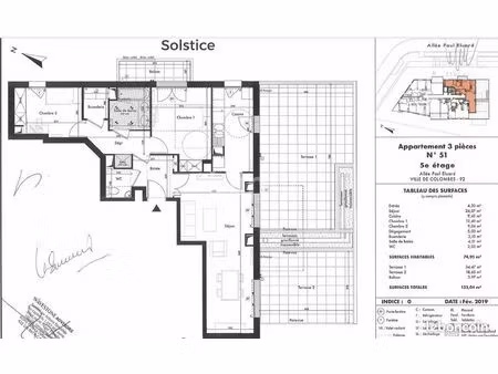 appartement 3 pièces 74 m²