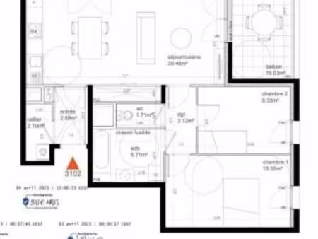 location appartement 3 pièces 68 m² à évry-courcouronnes (91000)