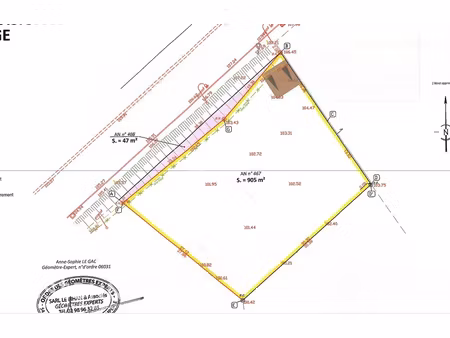 quimperle  terrain constructible 905m²  hors lotissement