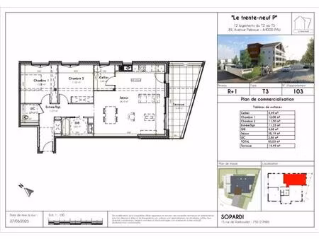 vente appartement 3 pièces 83 m² pau (64000)